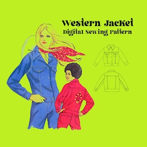 Ladies Western Jacket // Digital Sewing Pattern // Jean Jacket Sewing Pattern   // Kwik Sew 488 // Vintage Sewing Pattern