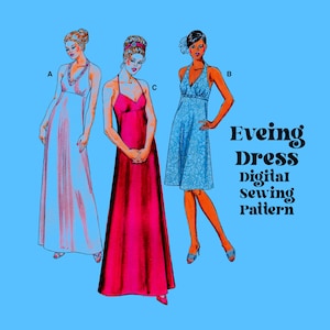 Evening Gown Sewing Pattern // Digital Sewing Pattern // Prom Dress Eveningwear Long Dress // Kwik Sew 3402