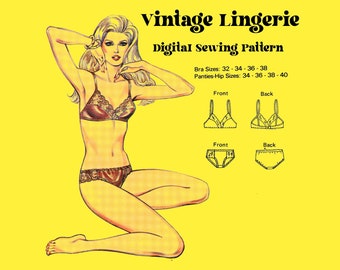 Vintage Lingerie Sewing // Bra and Panties // Kwik Sew 1285 // Sewing Lingerie PDF Sewing // Lace  Lingerie Sewing