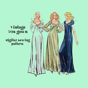 1970s Nightgown Digital Sewing Pattern // Gown Slip NylonTricot Knit Fabric // Vintage Sewing Digital Sewing Pattern // Kwik Sew 994