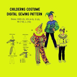 Kids Halloween Sewing Pattern // Sizes 3 - 10 // Kwik Sew 2906 / / Halloween Sewing Clown Jester