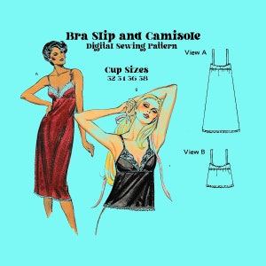 Vintage Lingerie  Sewing Pattern //  Ladies Slip // Bra Size: 32 - 34 - 36- 38  // Kwik Sew 1066// Vintage Slip //  Digitized Sewing Pattern