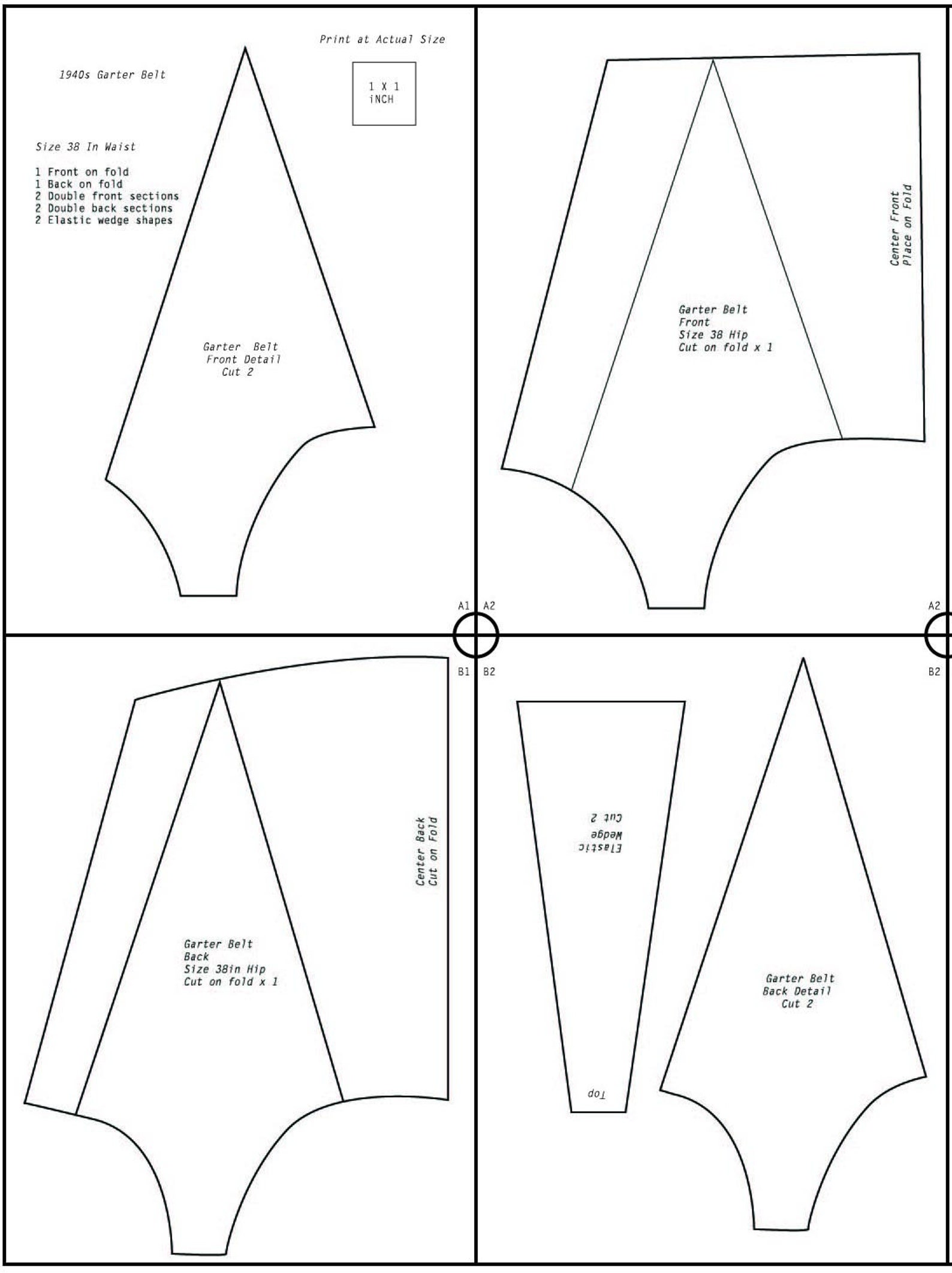 PDF // 1940s Garter Belt // Drafting Pattern 38 in Waist Etsy