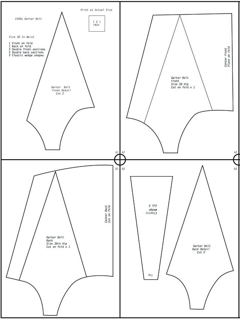 PDF // 1940s Garter Belt // Drafting Pattern + 38 in Waist Pattern Incuded + Vintage Sewing Instuctions image 2