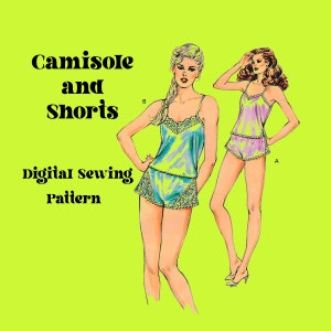 Ladies Camisole and Shorts // Digital Sewing Pattern // Lingerie Sewing // Bias Cut Woven Fabric // Kwik Sew 1409