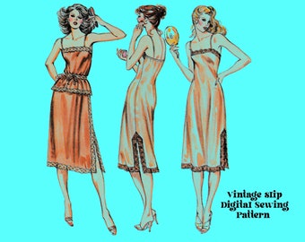 Vintage Slip Digital Sewing Patter // Camisole Slip Skirt and Dress // Vintage Lingerie Sewing / Swim Sew 941