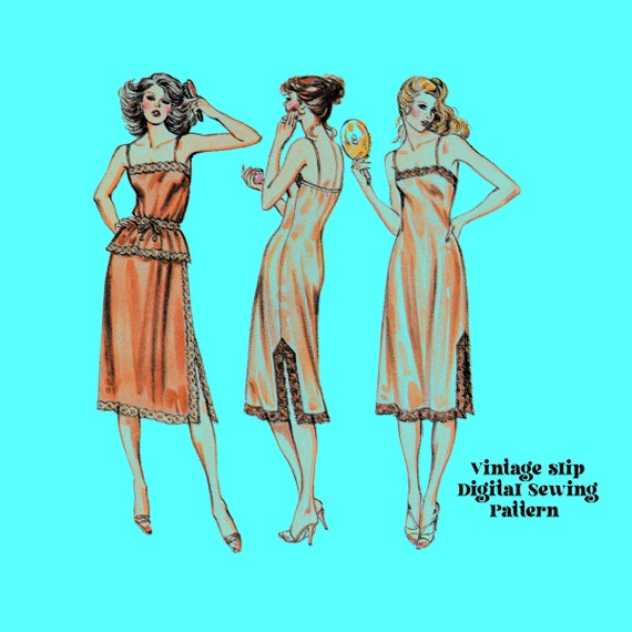Vintage Slip Digital Sewing Patter // Camisole Slip Skirt and Dress //  Vintage Lingerie Sewing Swim Sew 941 - Main Image