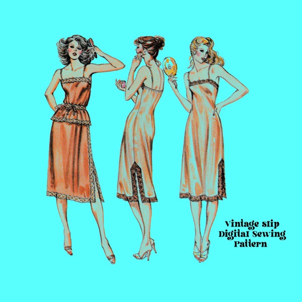 Vintage Slip Digital Sewing Patter // Camisole Slip Skirt and Dress // Vintage Lingerie Sewing / Swim Sew 941