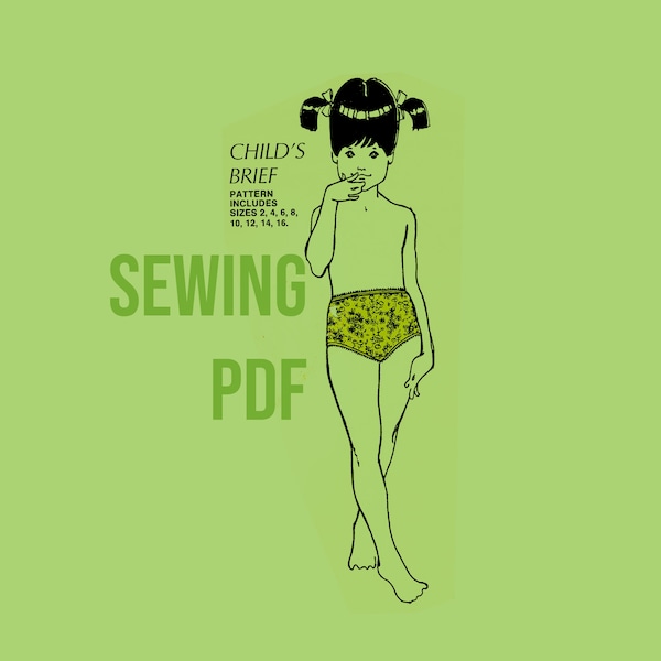 PDF // 1970s Childs Briefs  Sewing Pattern // Size 2  - 16 // Kids Sewing Underwear // Vintage Sewing Pattern // Sew Easy Lingerie c100