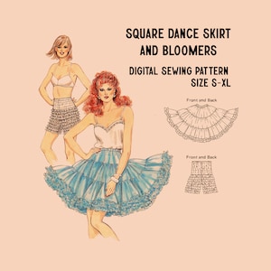 Square Dance Skirt Petticoat and Bloomers // Digital Sewing Pattern // 80 Sewing Pattern  // Kwik Sew 1481 // Sizes S- XL