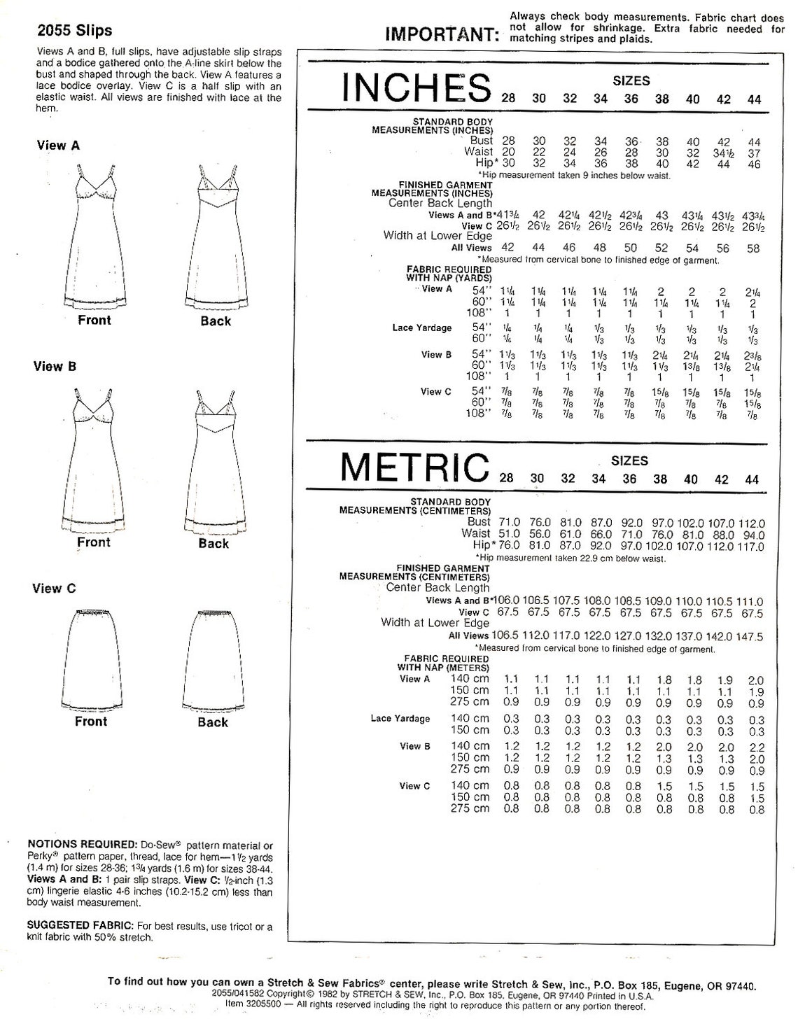 PDF // 1982 Ladies Slip // Sizes Bust 28 44 // Stretch and Etsy