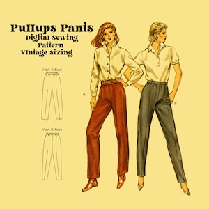 Vintage Knit Pants Digital Sewing Pattern // Digital Sewing Pattern // Vintage Sizing 6 - 14 // Pull ups sewing pattern / 1399