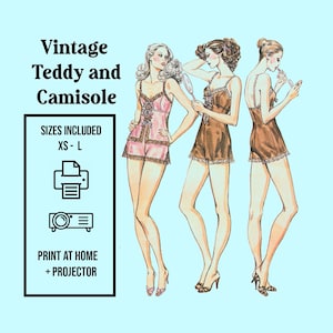1970s Vintage Lingerie Sewing // Teddy Camisole and Shorts Lingerie and Sleepwear //Lingerie one piece and shorts// 940