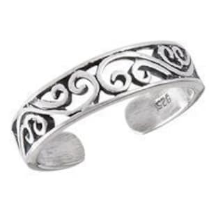 Sterling  Silver  925  Scrolled  Adjustable  Toe  Ring
