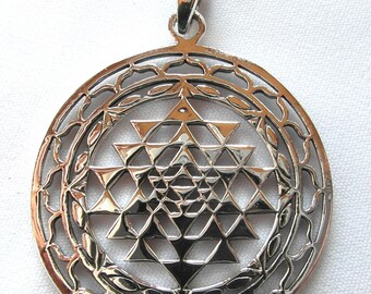 Sacred Geometry Necklace 925 Sterling Silver Sri Yantra Necklace Necklace,Sri Yantra Silver Pendant
