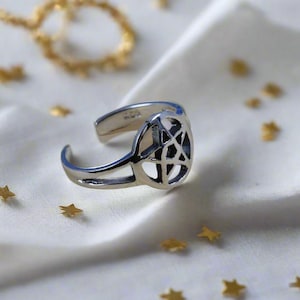 Sterling Silver 925 Pentagram Adjustable Toe Ring