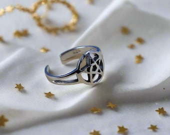 Justerbar tåring i sterlingsilver 925 med pentagram