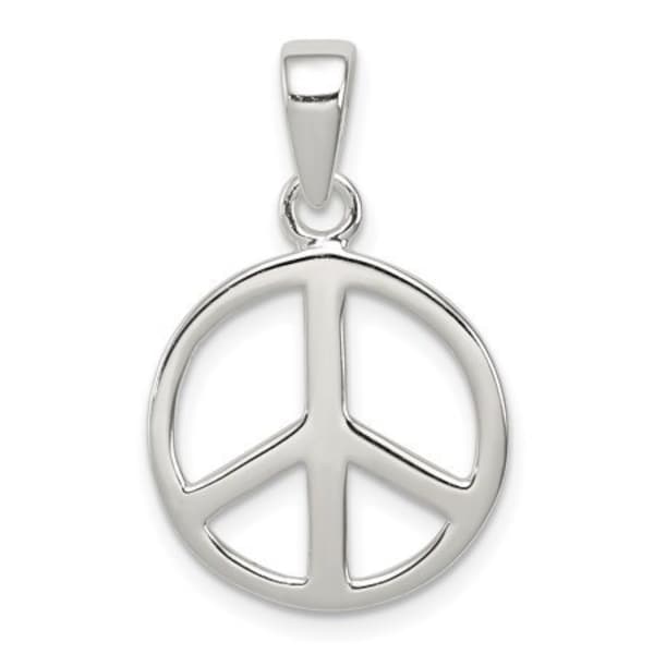 Sterling Silver 925 Peace Sign Pendant         ( 14 MM, 16 MM, 20 MM  Sizes )