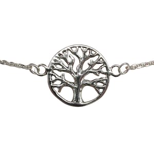 Sterling  Silver  925  Wrist  Bracelet  With  Tree  Of  Life  Pendant