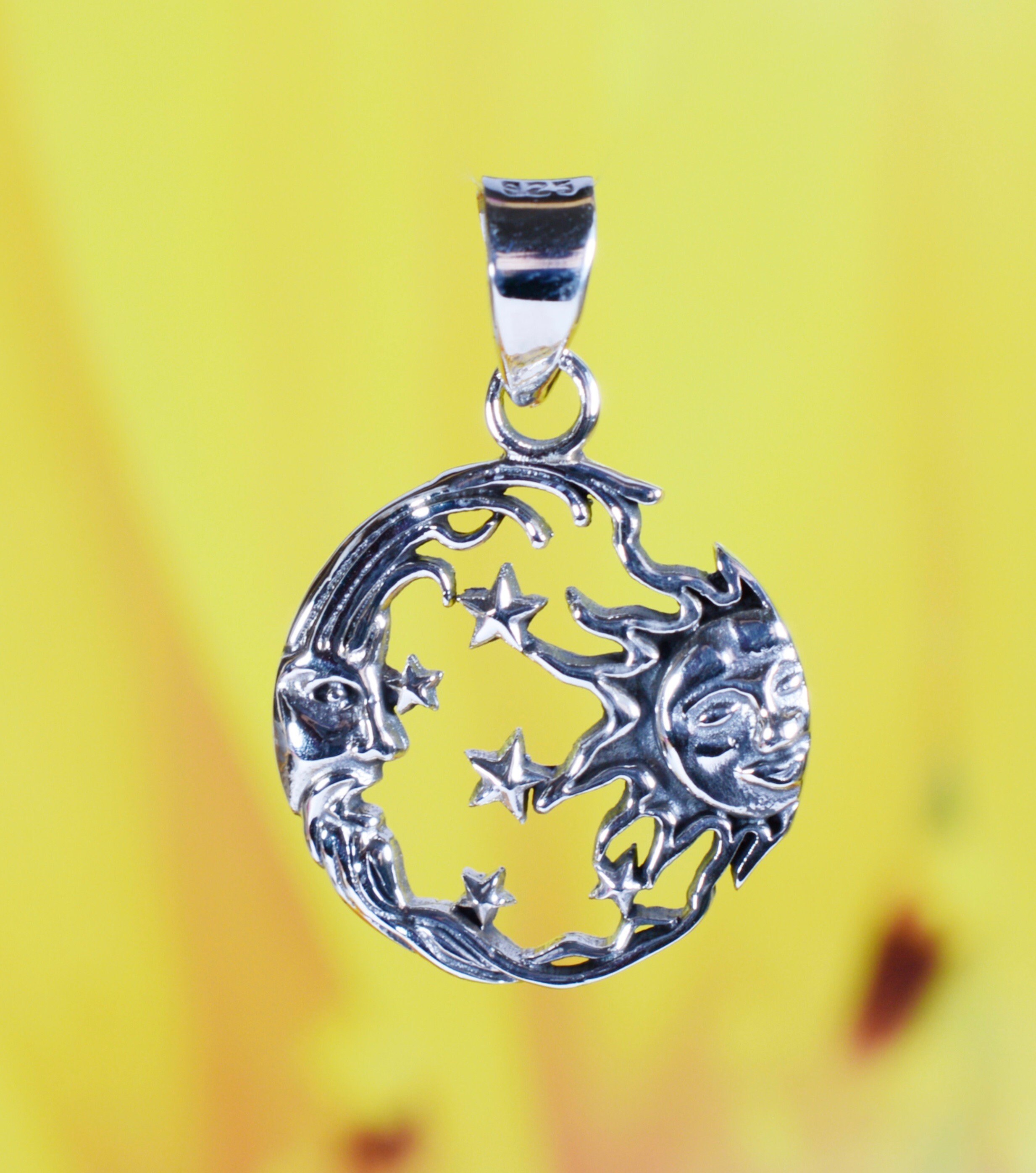 Sterling Silver 925 Sun , Moon and Stars Pendant - Etsy
