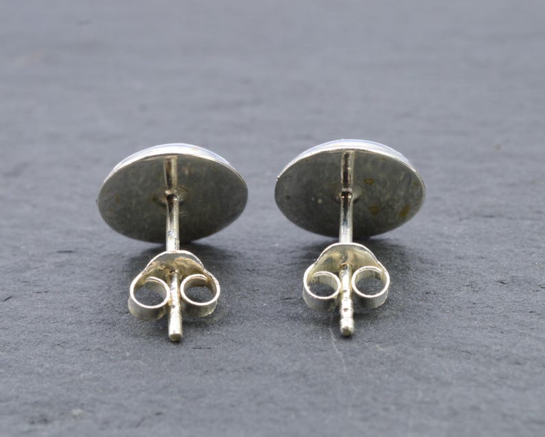 Pair Of Sterling Silver 925 Abalone Round Ear Stud Earrings In Gift Box image 4