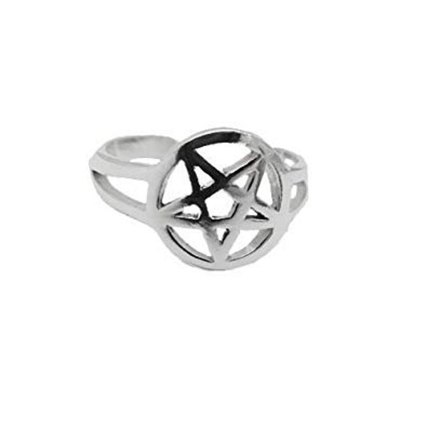 Sterling Silver 925 Pentagram Adjustable Toe Ring
