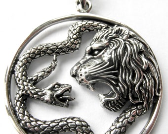 Colgante de plata de ley 925 Serpent And Lion