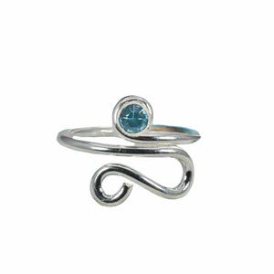 Sterling  Silver  925  Adjustable  Infinity  Shape  Topaz  Toe  Ring