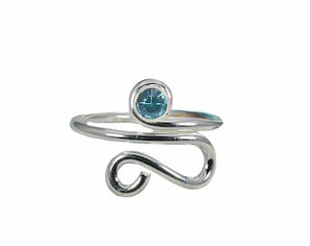 Sterling  Silver  925  Adjustable  Infinity  Shape  Topaz  Toe  Ring