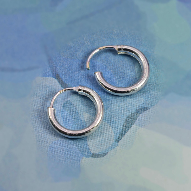 Pair Of Two x Sterling Silver 925 Thick 2 MM Hoop Sleeper Earring ( 10,12,14,16,18,20,25,30,35,40,50,60 70,80 MM Diameter ) image 6
