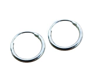 A  Pair  Of  2  x  Sterling  Silver  925  Hoop  Sleeper  Earrings      ( 1.2 x 8,10,12,14,16,18,20,25 ,30,40,50 MM )