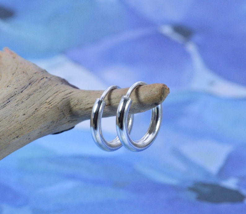 Pair Of Two x Sterling Silver 925 Thick 2 MM Hoop Sleeper Earring ( 10,12,14,16,18,20,25,30,35,40,50,60 70,80 MM Diameter ) image 1