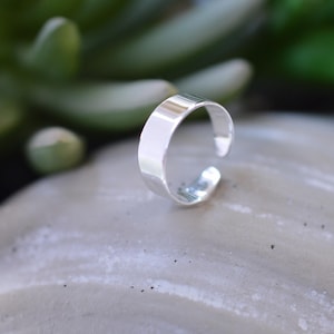 Sterling Silver 925  Solid  5 MM Band Adjustable Toe Ring