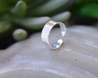 Sterling Silver 925  Solid  5 MM Band Adjustable Toe Ring