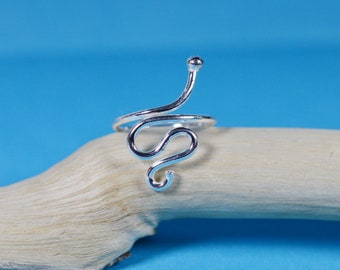 Sterling  Silver  925  Spiral  Snake  Adjustable  Toe  Ring