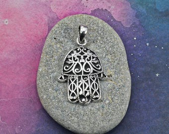 Sterling  Silver  925  Hand  Of  Fatima  Pendant