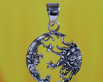 Hänge i sterlingsilver 925 med sol, måne och stjärnor