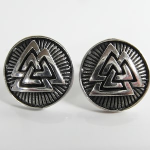 Sterling Silver   925  Valknut Ear   Stud  Earrings
