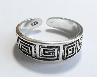 Sterling  Silver  Egyptian  Squares  Adjustable  Toe  Ring