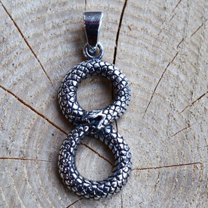 Pendentif serpent Ouroboros en argent sterling 925