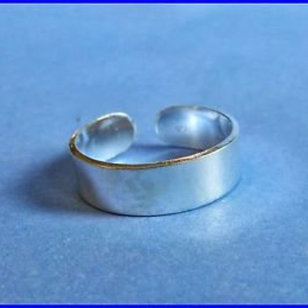Sterling Silver 925  Solid  5 MM Band Adjustable Toe Ring