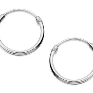 A  Pair  Of  2  x  Sterling  Silver  925  Hoop  Sleeper  Earrings      ( 1.2 x 8,10,12,14,16,18,20,25 ,30,40,50 MM )