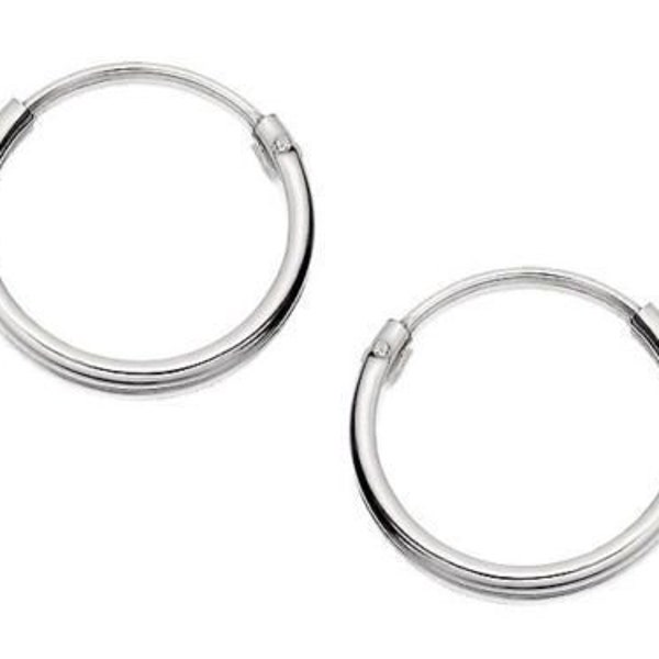 Une paire de 2 créoles en argent sterling 925 ( 1,2 x 8,10,12,14,16,18,20,25 ,30,40,50 MM )