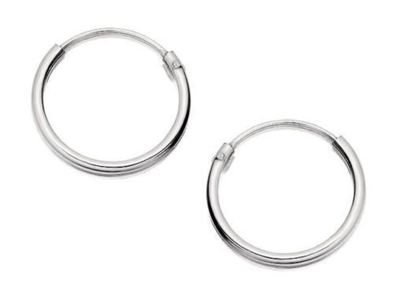 A  Pair  Of  2  x  Sterling  Silver  925  Hoop  Sleeper  Earrings      ( 1.2 x 8,10,12,14,16,18,20,25 ,30,40,50 MM )