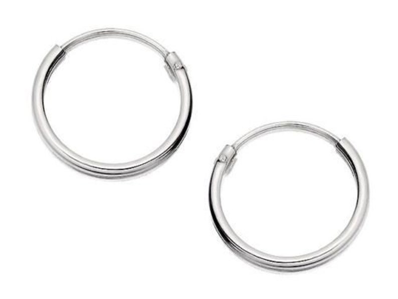 A Pair Of 2 x Sterling Silver 925 Hoop Sleeper Earrings 1.2 x 8,10,12,14,16,18,20,25 ,30,40,50 MM image 1