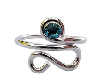 Sterling  Silver  925  Adjustable  Infinity  Shape  Topaz  Toe  Ring