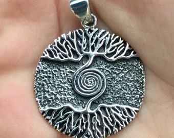 Colgante de árbol de la vida con amuleto Yggdrasil vikingo nórdico de plata de ley 925
