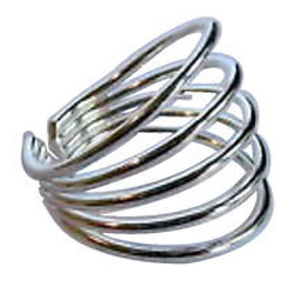 Sterling Silver 925  Five Ringed Adjustable Toe Ring