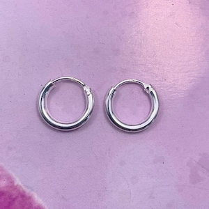 Pair Of Two x Sterling Silver 925 Thick 2 MM Hoop Sleeper Earring ( 10,12,14,16,18,20,25,30,35,40,50,60 70,80 MM Diameter ) image 3