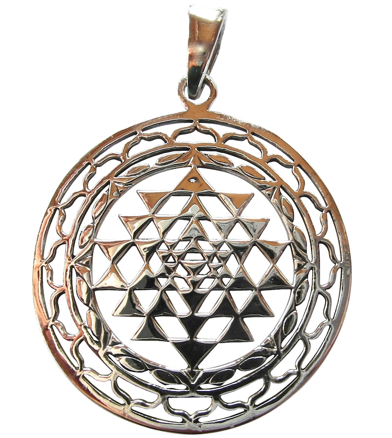 Sterling Silver 925 Sri Yantra Chakra Pendant Etsy